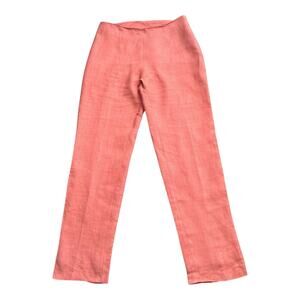 CONNIE ROBERSON Womens Size 8 Linen Side Zip Lined Coral Pants 31" Inseam